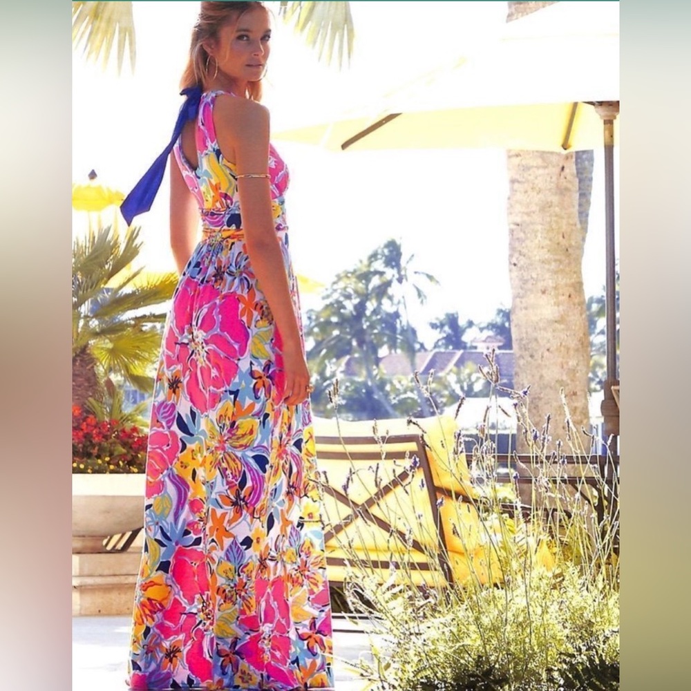 💋💋💋Lilly Pulitzer Vibrant Amanda Maxi Dress in “Besame Mucho” Size Large💋💋💋